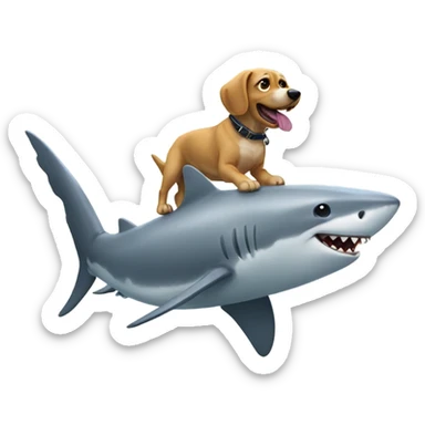 dog riding a shark with lazars sticker