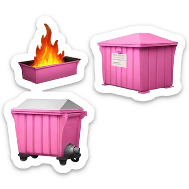 Pink Dumpster fire ; with architectural drawings burning  sticker