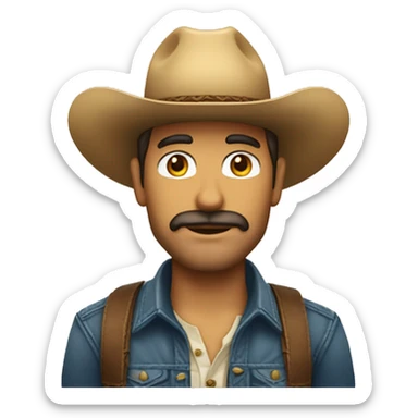 Hombre con sombrero vaquero, sin bigote con cara delgada sticker