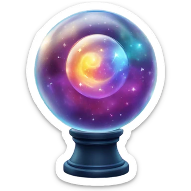 glowing crystal ball with universe inside it sticker