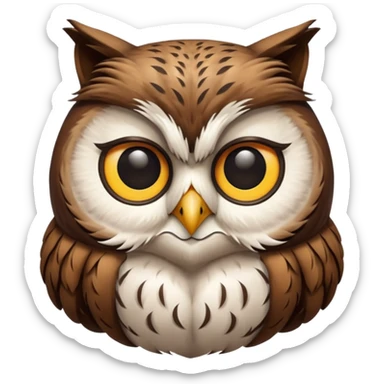 The real-life full sized owl with cat's face on transparent background sticker