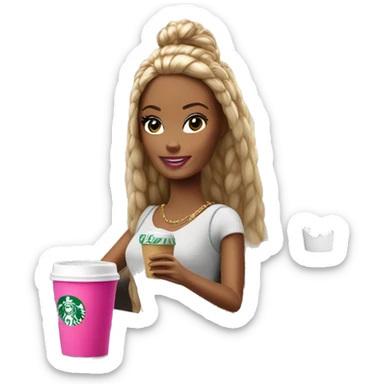 Barbie tomando starbucks sticker
