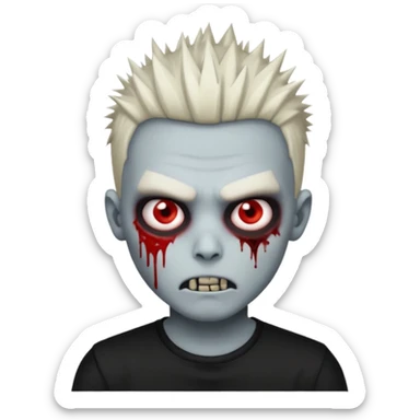 zombie boy with spiky emo hair and black shirt  sticker