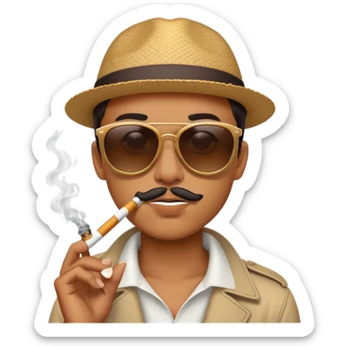 cool face with sunglasses and cigarette in mouth sticker