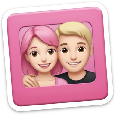 pink polaroid photo of a couple sticker