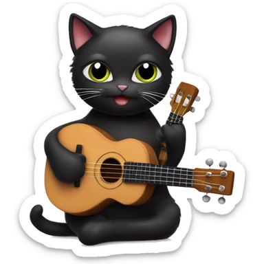 A black cat learning yo play the ukulele sticker