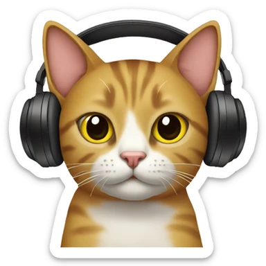 cat headphones sticker