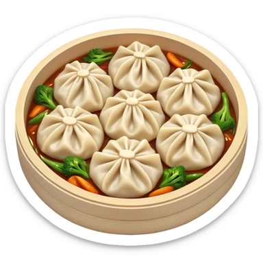 Cinematic Realistic Jiaozi Dish Emoji, depicted as delicate, handcrafted dumplings filled with savory meat and vegetables, rendered with detailed textures and warm, inviting lighting. sticker
