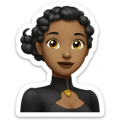 Gato negro con una chica pelo negro lacio y piel clara sticker