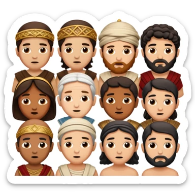 WIl je groep mensen, paar mensen in joods leven in roman tijd. 
Ze kijken niet blij sticker