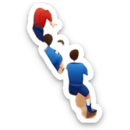 A mini-football match in an indoor sports hall with a wooden floor and clear court markings. The scene captures players in action, with the ball moving towards the goal, and the surrounding bleachers and overhead lights adding to the atmosphere of a competitive game. sticker