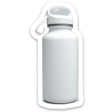 white water bottle with white lid, white handle strap sticker