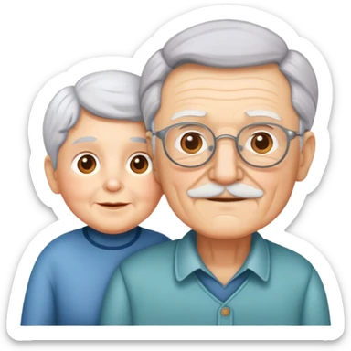grandpa and grandma and son sticker