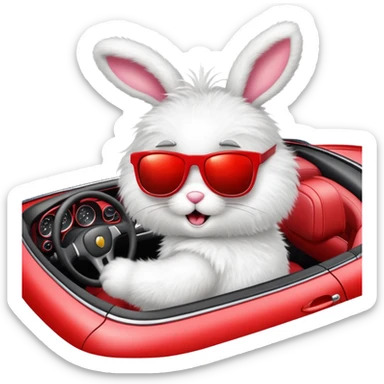Easter bunny driving a car  sticker