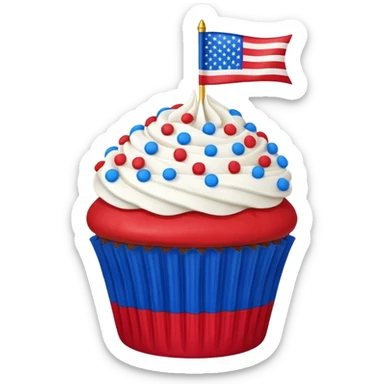 4th of july cupcake flag sticker
