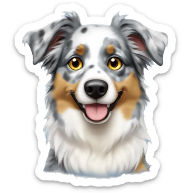 Blue Merle Mini Australian Shepherd with one eye blue and one eye yellow  sticker