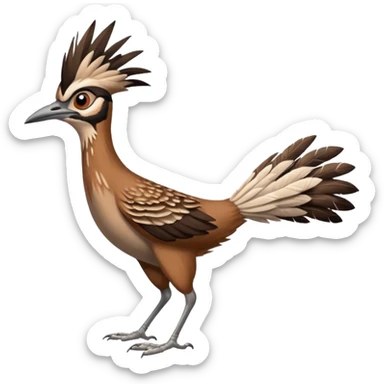 realistic roadrunner bird emoji, running with long feathered tail pointed down and back sticker