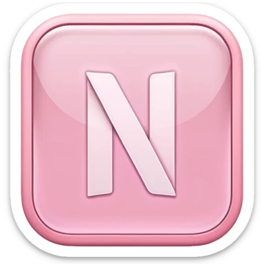 Netflix aesthetic "N" logo in pastel pink with white glowing outline sticker