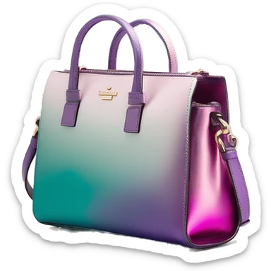 Realistic metallic teal purple pink ombre Kate Spade satchel purse without strap. sticker
