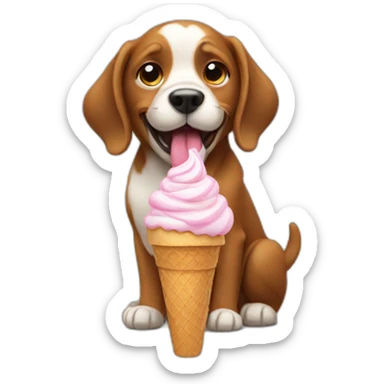 Doggy eating a ice cream sticker