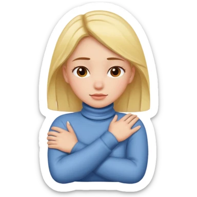 girl crossing her arms over her neck sticker
