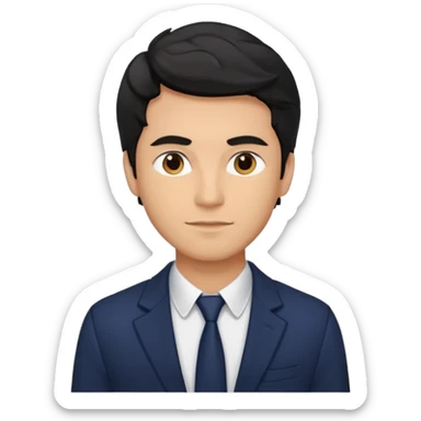 man in his 30s, wavy black hair, wearing a t-shirt and blazer, confident look emoji sticker