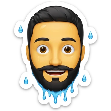 Smiling with black beard that is dripping wet sticker