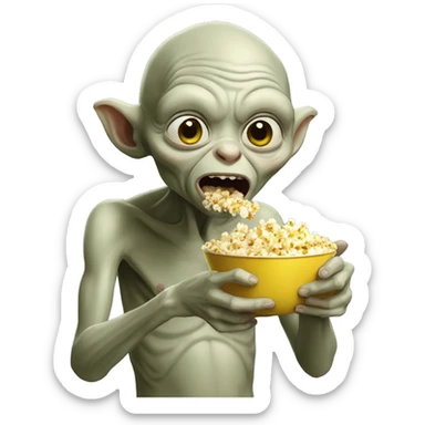 gollum eating popcorn sticker