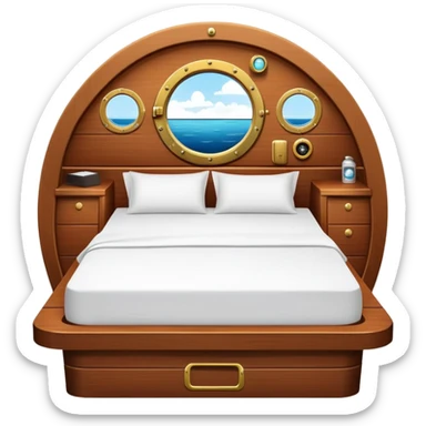 compact bed inside yacht cabin sticker
