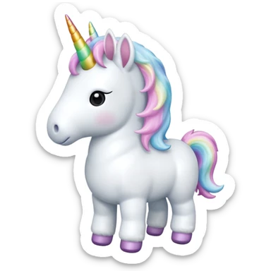 white unicorn toy facing towards camera full body sticker