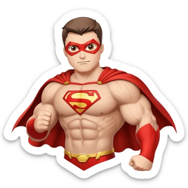 Superhero character with cape and muscular build sticker