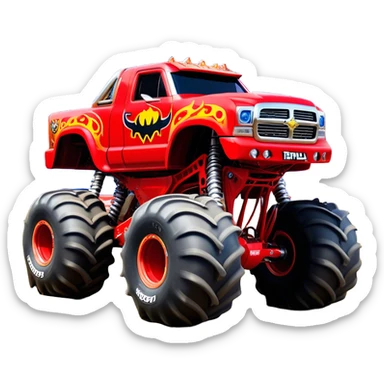 El Toro Loco - Monster Jam (Model Year: 2022) (Iconic colour: Red with horns) - An eye-catching monster truck with a wild, rebellious design in bold red. Include stylized, large horn graphics and aggressive facial elements that evoke a bull-like, ferocious appearance, exuding daring and unstoppable force. sticker