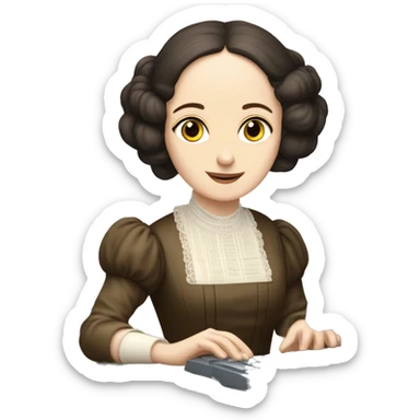 historical figure Ada Lovelace typing on a computer keyboard in 1843 sticker