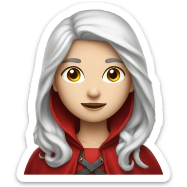 The white girl with white hair in the red cape and red hood. sticker