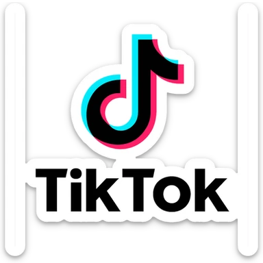 flat 2D TikTok logo, identical to the official logo, with accurate colors black, white, cyan, pink, transparent background, no stylization, for Discord role icon sticker