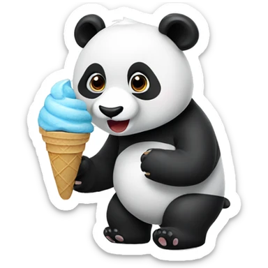 Panda eating ice cream sticker