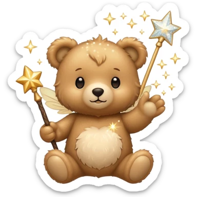 Fairy teddy with wand sticker