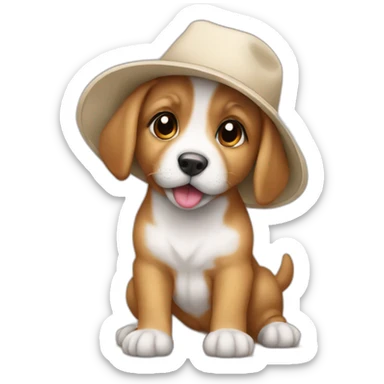 Baby dog a hat sticker