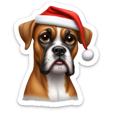 Boxer dog with Santa hat sticker