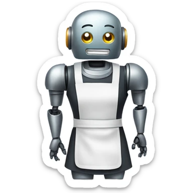 Robot wearing a maid apron sticker