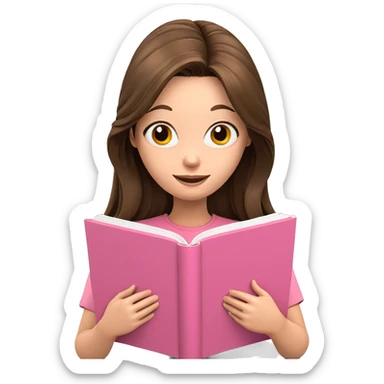 smiling girl reading a book sticker