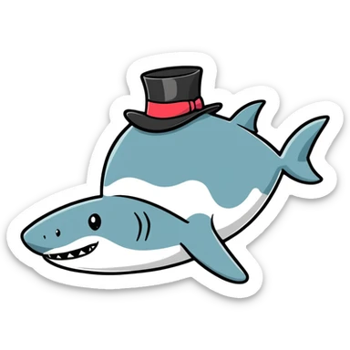 shark wearing a top hat sticker