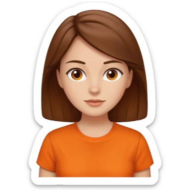 brown haired woman with orange shirt sticker