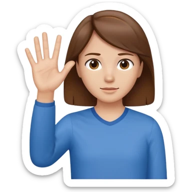 Mach mir einen Tyoen mit braunen haaren der mit seiner linken hand zur seite zeigt sticker