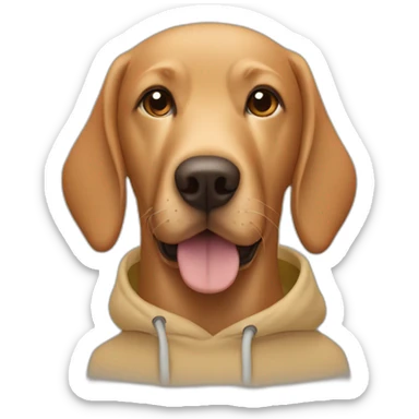 Ginger Labrador with two brown haired woman one wearing a hoody the other wearing a sweater  sticker
