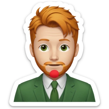 ginger man with bun hair with green suit  sticker