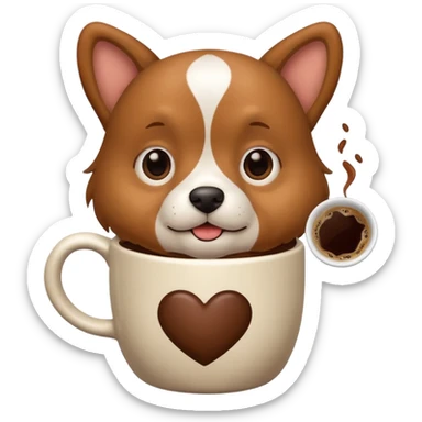 Dog with a cup of coffee sticker