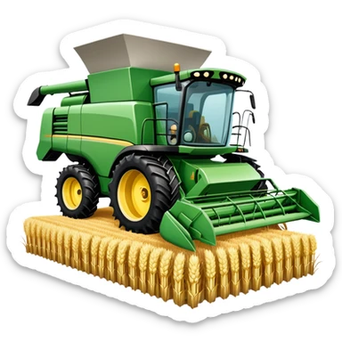 An icon featuring a wheat field, a combine harvester, fertilizer formulas, and plant cells, symbolizing agronomy. The design includes farming tools and crops, representing agricultural science, crop production, and plant biology. Transparent background highlights sustainable farming and growth. sticker