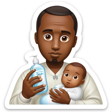 p diddy holding baby oil sticker
