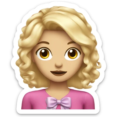 blondie girl with a coquette ribbon sticker